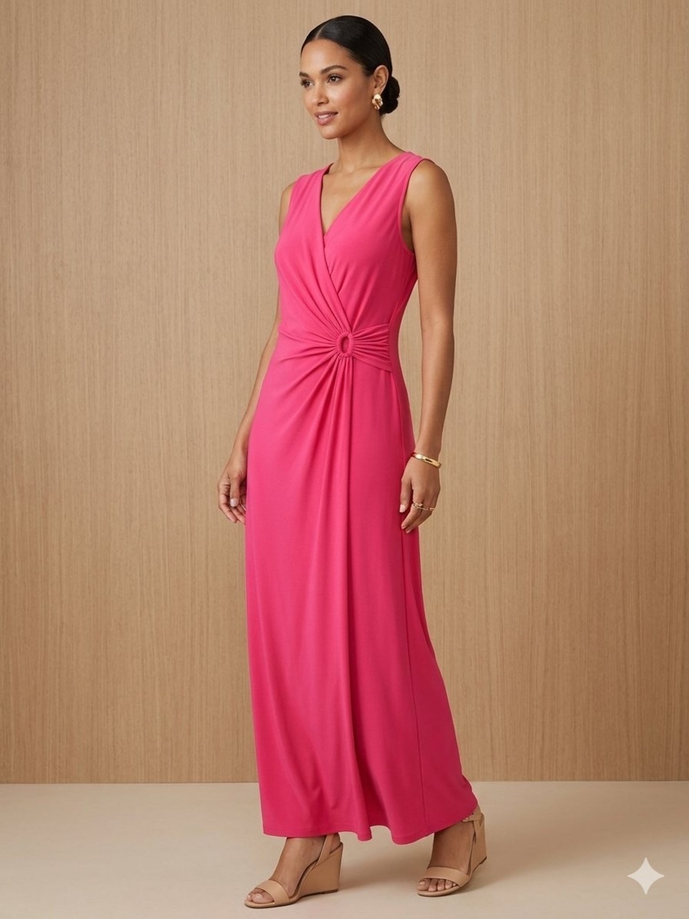 Tommy Bahama Hot Pink Sleeveless Maxi Dress with Side Ring